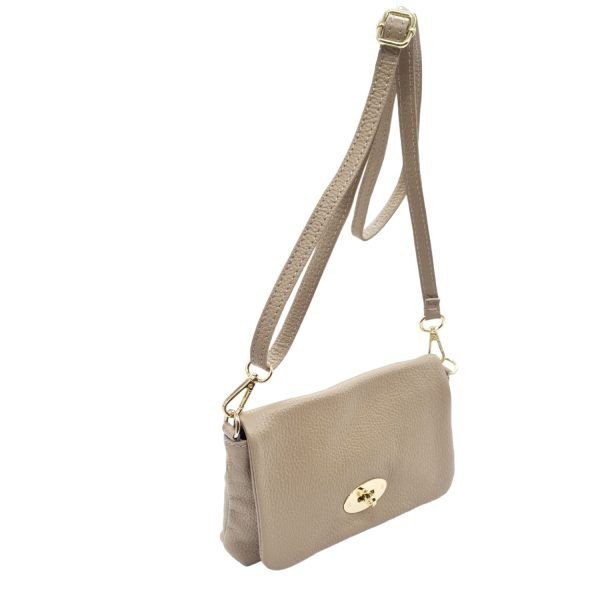 Women's Leather Crossbody Mini Bag Borsa Nuova 2377 Beige-Borsa Nuova