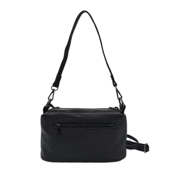 Women's Leather Shoulder Bag Borsa Nuova BN-169 Black-Borsa Nuova
