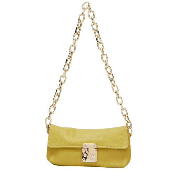 Women's Shoulder Bag Leather Twist Carla Yellow SSS23/09 -Borsa Nuova