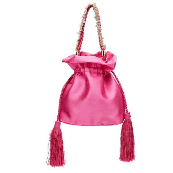 Handbag Satin Leather Twist Danae Fuchsia SS23/11-Borsa Nuova