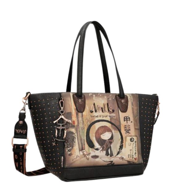 Τσάντα Γυναικεία Ώμου Μεγάλη με Αφαιρούμενο Εσωτερικό Anekke Shopper 37711-226 Black-Borsa Nuova