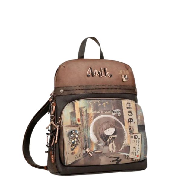 Anekke Shoen Women's Backpack 37705-002 Black/Brown-Borsa Nuova
