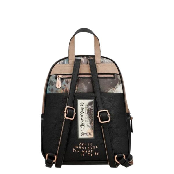 Backpack Women Medium Anekke Shoen 37715-197 Black/Taupe-Borsa Nuova