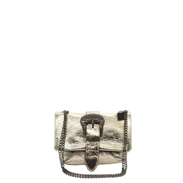Τσάντα Γυναικεία Βραδινή Ώμου Mini Bag Δερμάτινη Χειροποίητη La Vita LVL377B Gold-Borsa Nuova