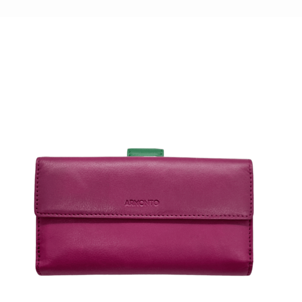 Armonto Women's Leather Wallet 8411Magenta/Green-Borsa Nuova