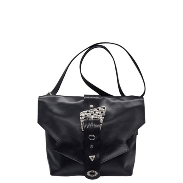 Women's Shoulder Bag Leather Handmade La Vita LVL352CRB Black-Borsa Nuova