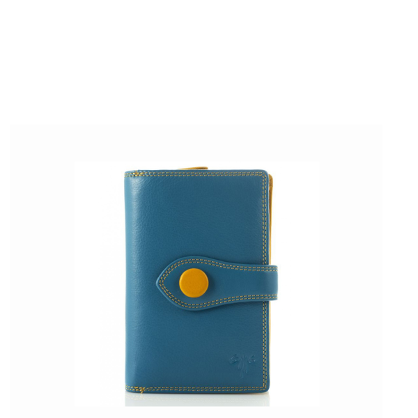 Women's Leather Wallet KION 4084 Petrol/Yellow-Borsa Nuova
