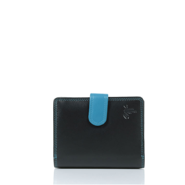 Women's Leather Wallet KION 19263M Black/Blue-Borsa Nuova