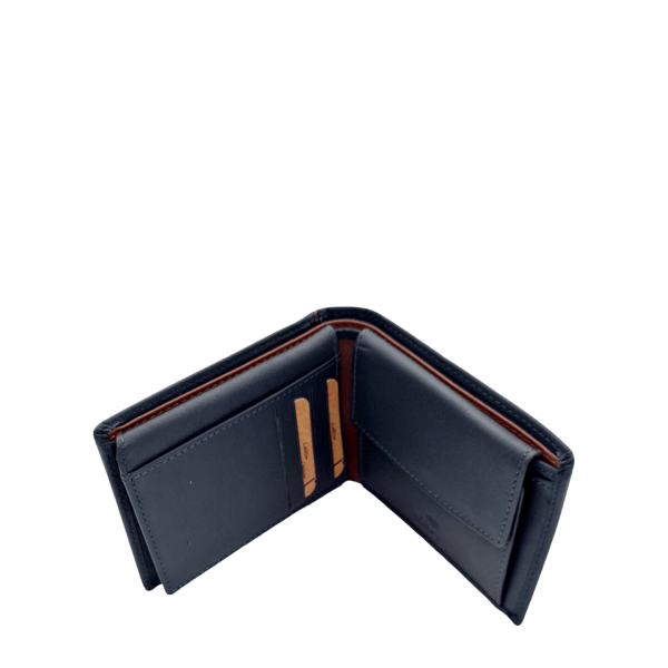 Lavor Men's Leather Wallet 1-6049 Blue/Tan-Borsa Nuova