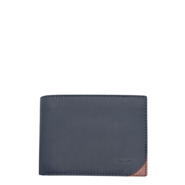 Lavor Men's Leather Wallet 1-6059 Blue/Tan-Borsa Nuova