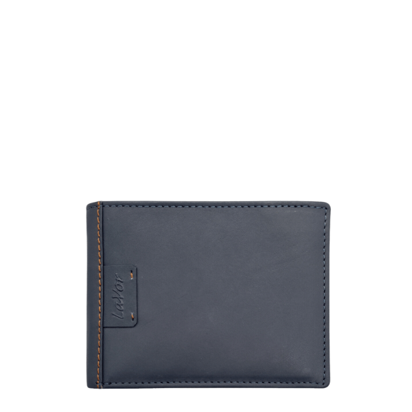 Lavor Men's Leather Wallet 1-6060 Blue/Tan-Borsa Nuova