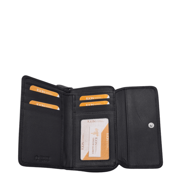 Women's Leather Wallet KION 3711 Black-Borsa Nuova