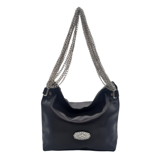 Women's Shoulder Bag Leather Handmade La Vita LVL400A Black-Borsa Nuova
