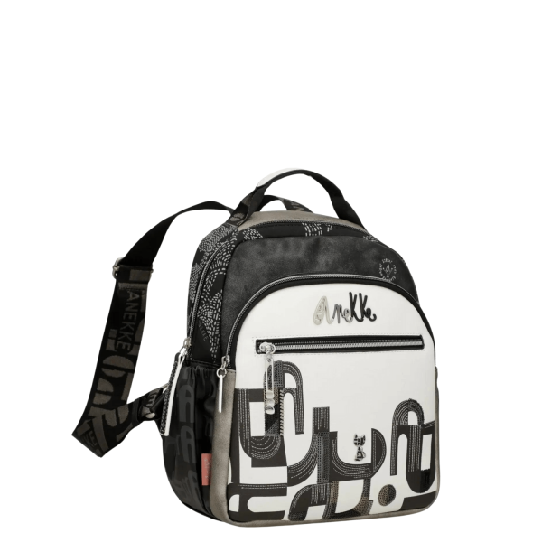 Anekke Nature Sixties Women's Medium Backpack 38865-205 White/Black-Borsa Nuova