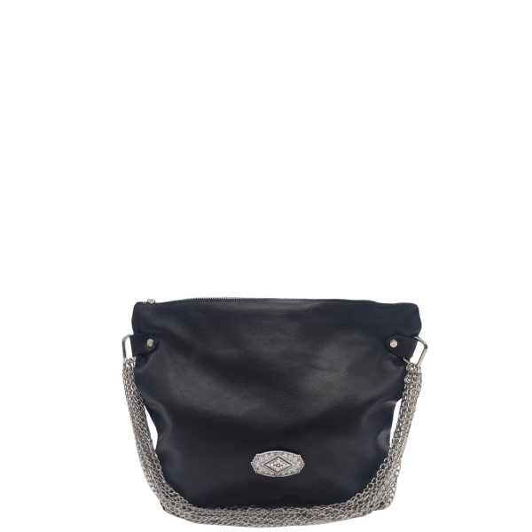 Women's Shoulder Bag Leather Handmade La Vita LVL400A Black-Borsa Nuova